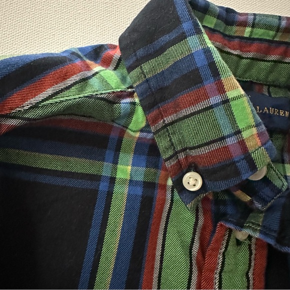 Ralph Lauren 4T Toddler Boy Green Plaid Shirt Holiday Christmas Red Black Blue - Picture 3 of 6
